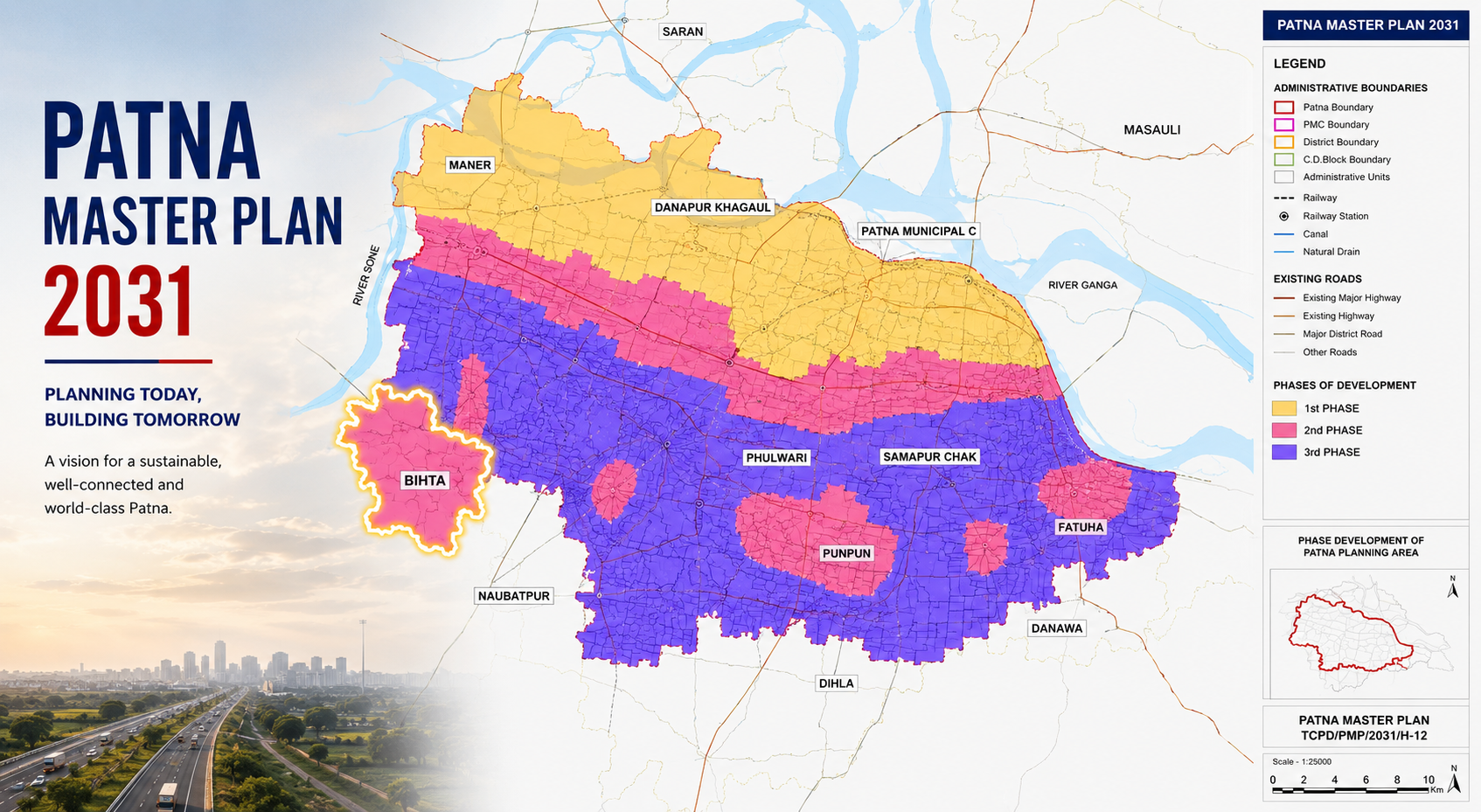 Patna Master Plan 2031 land-use map covering Bihta and surrounding areas